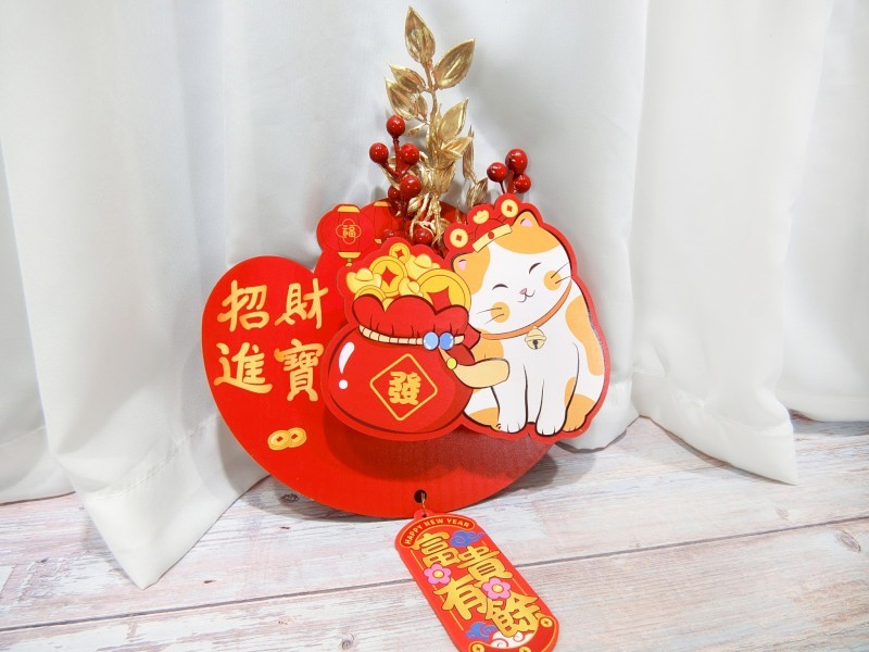 木片招財貓新年掛件XDL666-21(96