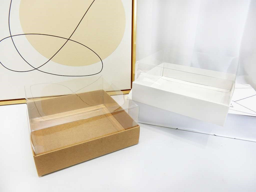 紙+PVC展示盒方16x16x7.5cm白