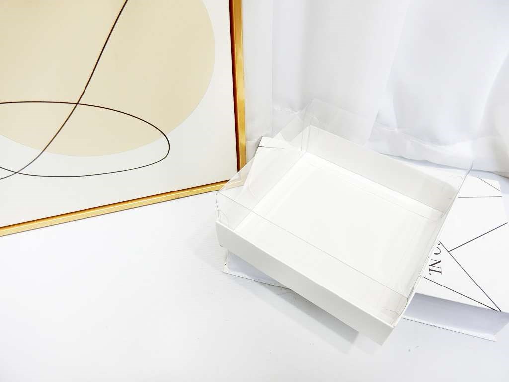 紙+PVC展示盒方16x16x7.5cm白