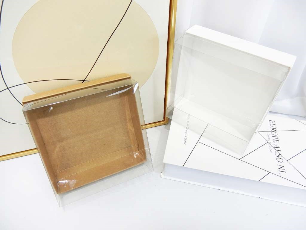 紙+PVC展示盒方16x16x7.5cm牛皮