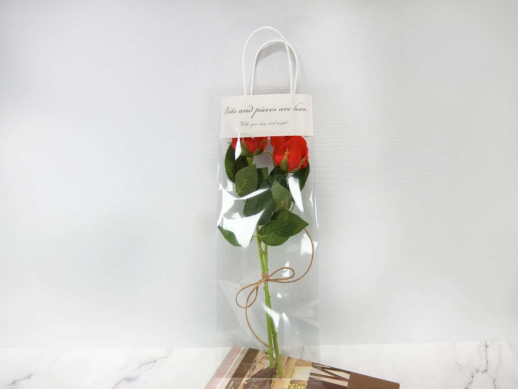 塑膠+ 紙製單支花袋10入40x15cm(