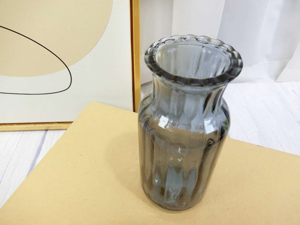 花口中灰玻璃花瓶(308)