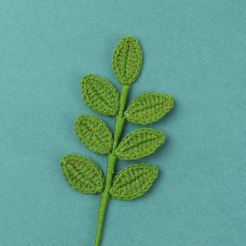 編織毛線玫瑰葉枝(99)四季葉