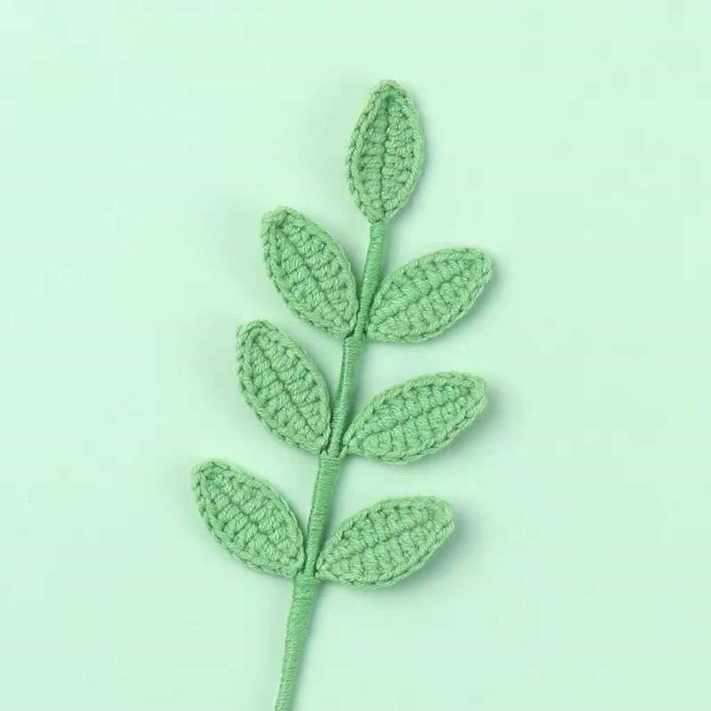 編織毛線玫瑰葉枝(99)四季葉