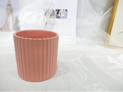 豎條紋陶瓷花盆10x10cm