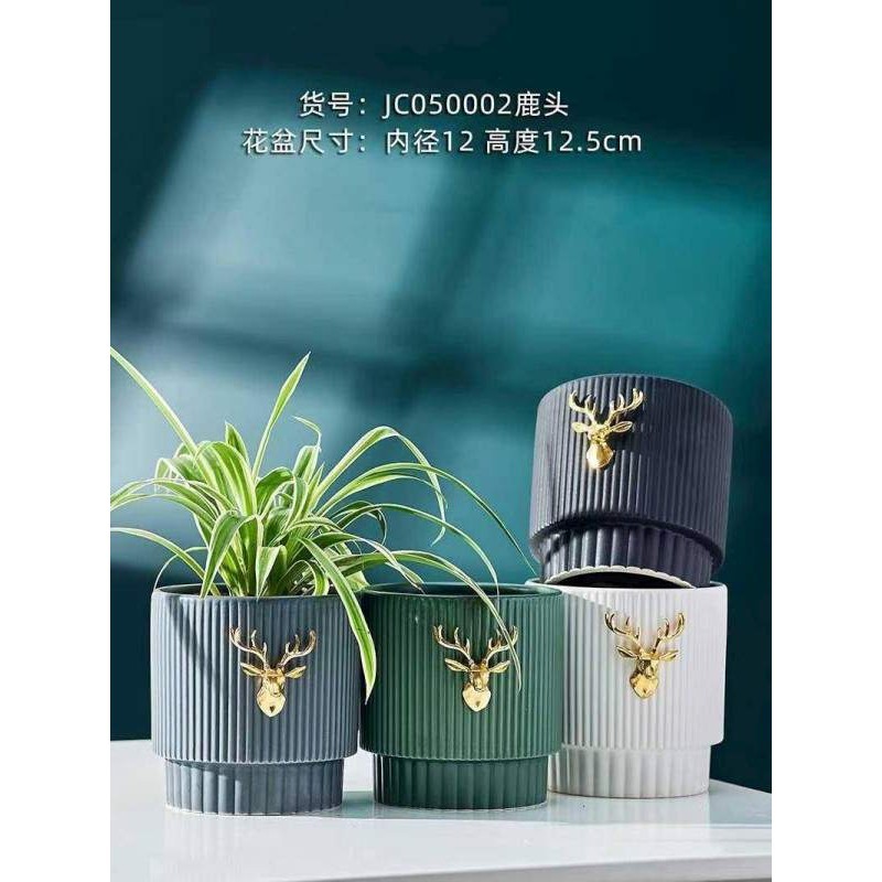 JC050002陶瓷花盆(30)鹿頭