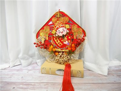 塑+木搖頭財神掛件(95)方形35CM