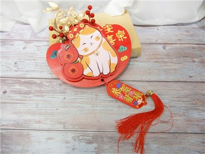 木片招財貓新年掛件XDL666-20(96