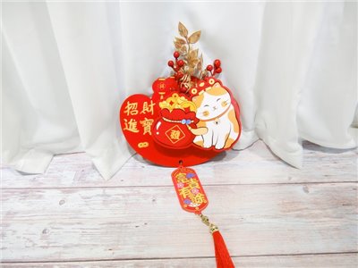 木片招財貓新年掛件XDL666-21(96