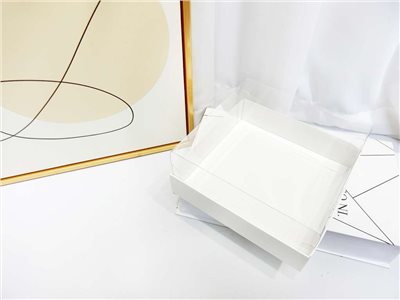 紙+PVC展示盒方16x16x7.5cm白