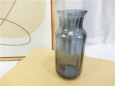 花口中灰玻璃花瓶(308)