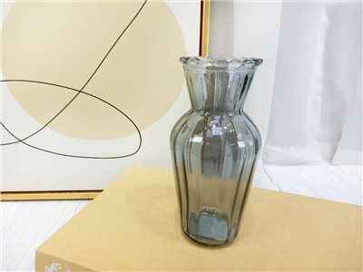 花口大灰玻璃花瓶(308)