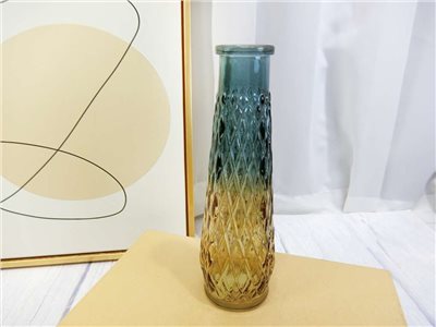 網紋琥綠漸變玻璃花瓶(308)