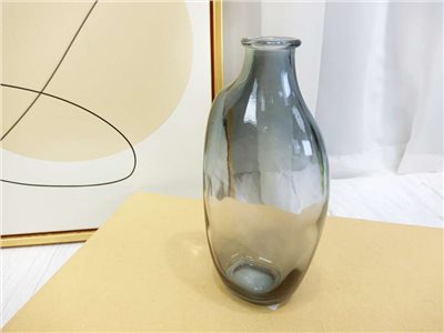 斜肩大灰蘭玻璃花瓶(308)