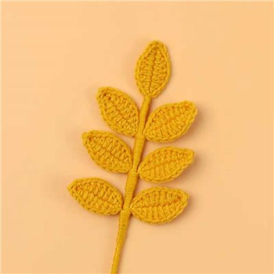 編織毛線玫瑰葉枝(99)四季葉