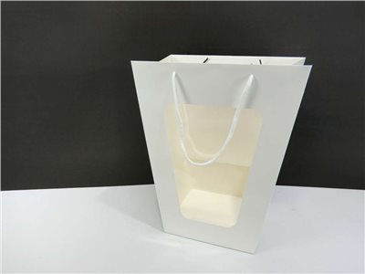 PVC+紙梯形開窗手提袋小號(29)白