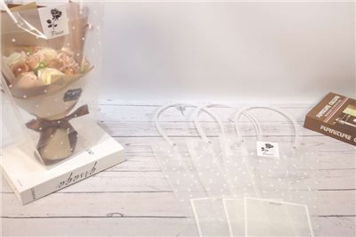 PVC透明花袋印點-白35*26*13*13(