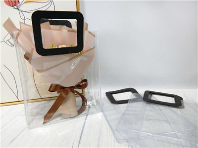 PVC透明花袋28x24x14(6)手柄黑